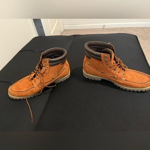 Timberland Men's Tan/Brown Suede Moc Toe Work Boots